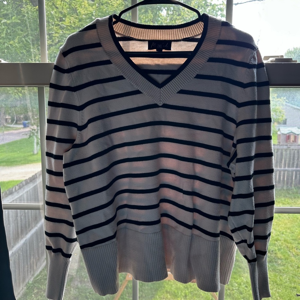 Marled Black and Ivory Knit Sweater